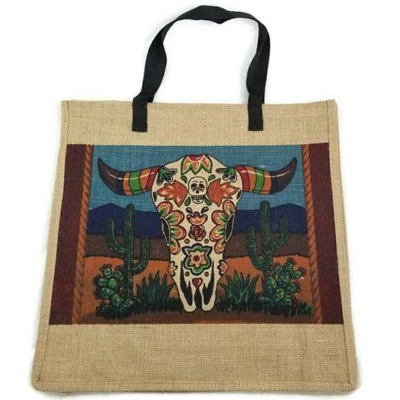 El Paso Saddleblanket Handbags - El Paso Saddleblanket Jute Southwest Tote Bag